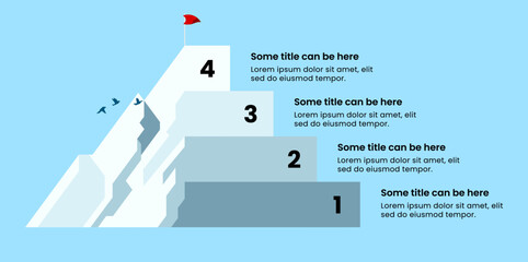 Infographic template. Mountain with 4 steps and text