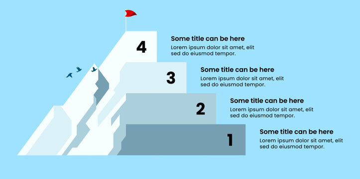 Infographic template. Mountain with 4 steps and text