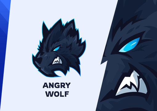 Vector angry black wolf mascot logo