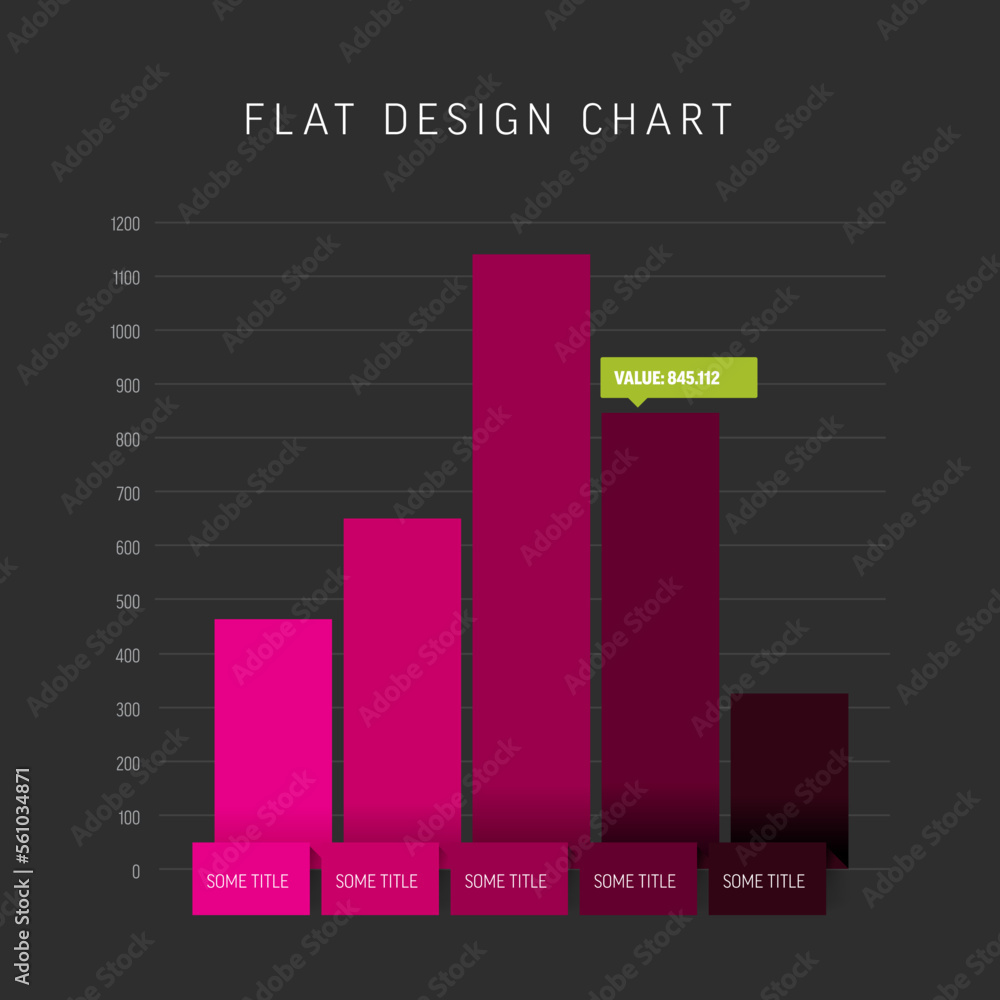 Poster vector dark flat design statistics pink columns graph infographic