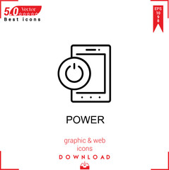 POWER icon vector . Business marketing management, POWER icons , simple, isolated, application , logo, flat icon for website design or mobile applications, 
UI  UX design Editable stroke. EPS10