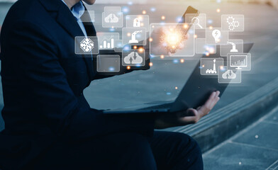 Digital transformation technology strategy, digitization and digitalization of business processes and data, optimize and automate operations, customer service management, internet and cloud computing