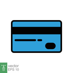 Credit card icon. Simple flat style. Vector design illustration, money technology, business and finance concept. Bank debit, payment element sign isolated on white background. EPS 10.