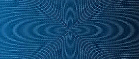 Circle lines pattern on blue background. Circle lines pattern for backdrop, brochure, wallpaper template. Realistic lines with repeat circles texture. Simple geometric background, vector illustration