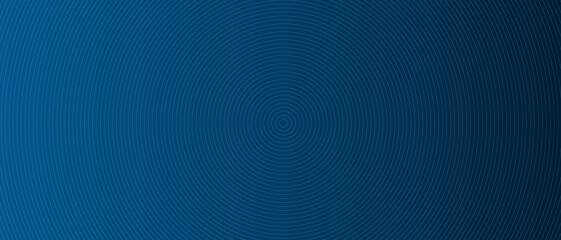 Circle lines pattern on blue background. Circle lines pattern for backdrop, brochure, wallpaper template. Realistic lines with repeat circles texture. Simple geometric background, vector illustration