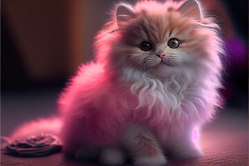 Cute cat with pink fur, Generative AI