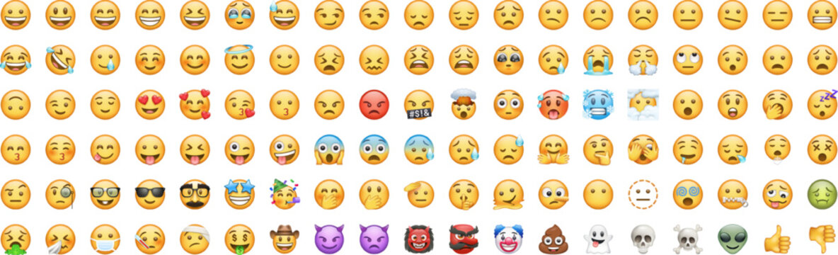 Recke, Germany - January, 2023: Smileys Emoticons Emojis Whatsapp 2022 big vector icons set