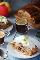 Traditional Austrian strudel with apples