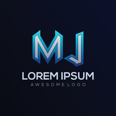 M J letter colorful logo illustration