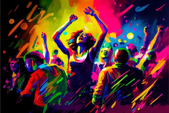 Music background with people dancing at a party