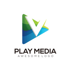 Play visual colorful logo illustration