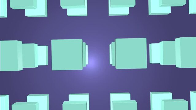 background 3d cubes, purple and green, 4k video
