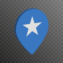 Map pointer with Somalia Islands flag. Vector illustration.