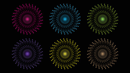 Fireworks Celebration Design Elements for making lighting designs vectors & illustrations 6