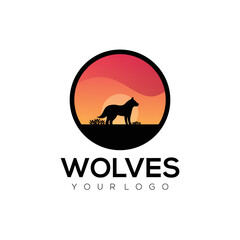 Vector logo illustration wolf gradient colorful