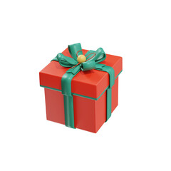 red gift box isolated on white icon with path.