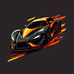 Illustration of sport car, super car logo vector