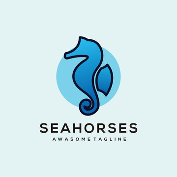 Seahorses abstract logo design vector gradient color