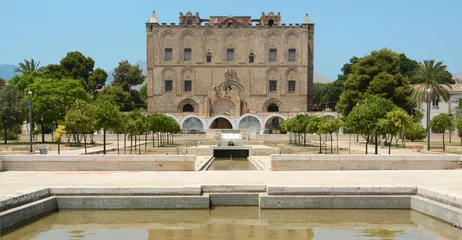 Foto op Plexiglas The Zisa Castle dates back to the 12th century, the period of Norman domination in Sicily. The residence Arab al-Aziz stood outside the walls of Palermo.   © aliberti