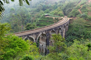 Famous Nine Arches Bridge of Sri Lankan railway. One of the best examples of colonial-era railway construction in the country.