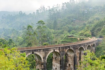 Famous Nine Arches Bridge of Sri Lankan railway. One of the best examples of colonial-era railway construction in the country.