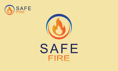 Safe Fire With Circle Logo Design Template.