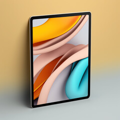 Black new technology tablet mockup design on colorful background