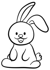 rabbit bunny cartoon outline line art	
