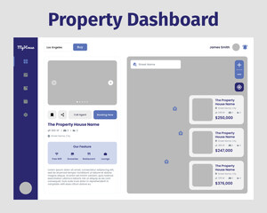 Property House Dashboard UI Kit. Suitable for real estate, house, home and architecture purpose