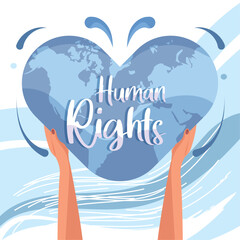 Pair of hands holding earth globe heart shape Human rights Vector