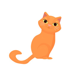 a ginger cat is sitting on a transparent background.  Vector illustration for a postcard, banner, web.