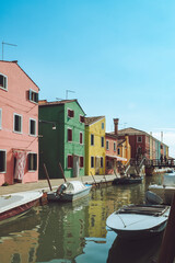 Fototapeta na wymiar Burano Venice Italy Colourful Houses by the River 
