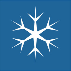 Fototapeta premium White hexagonal snowflake on a blue background. A unique author's snowflake to decorate the winter holidays. Vector image of a Christmas symbol.