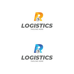 letter R logistics company logo design template