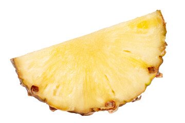 A piece of fresh pineapple cut into half rings. Isolated.