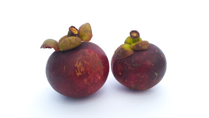 Fototapeta premium Close up of ripe mangosteen fruit isolated on white background