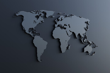 Fototapeta na wymiar Extruded World map 3d render