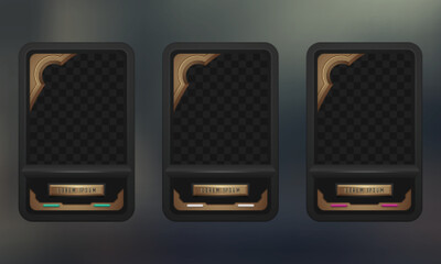 Futuristic frames of black metal border for avatar in game interface