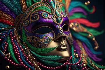 elegant venetian, mardi gras mask, ai generated