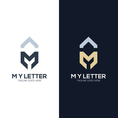 Set of abstract initial letter M logo design template. icons for business of luxury, elegant, simple