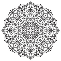 Mandala coloring book. Anti-stress coloring. Abstract vector black round, design - mandala, decorative element. 
