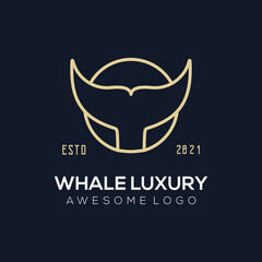 Luxury whale line logo illustration gold color for the company