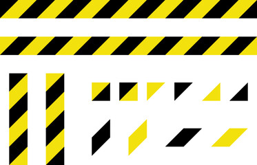 工事現場の黄色と黒のストライプ柄の線のセット