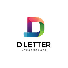 D letter gradient colorful logo template design
