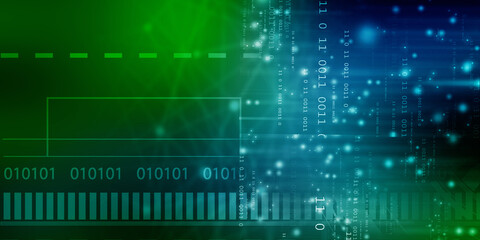 Fototapeta premium 2d illustration abstract digital binary data on computer screen