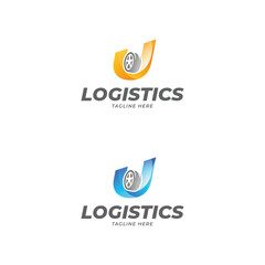 letter U logistics company logo design template