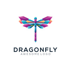 Colorful dragonfly logo template