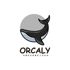 Vector logo illustration whale simple mascot style