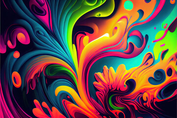 Abstract Art Rainbow Artistic Background Bright Colors, Generative AI