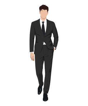 A man in a business suit on a white background. Vector illustration in flat style